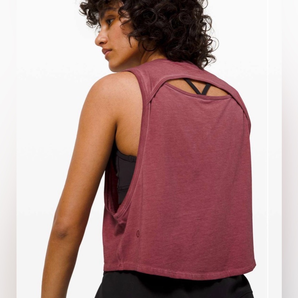 Lululemon Cut Back Crop Tank *Wash - Washed Chianti - Picture 2 of 8